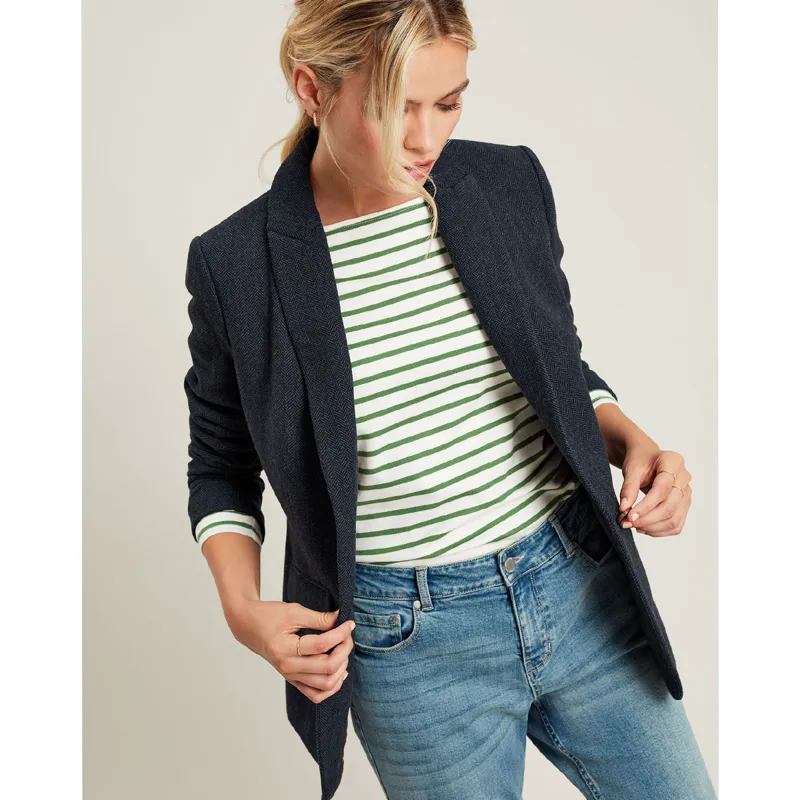 Joules Women's Brancaster Long Sleeve Top - Green Stripe-2